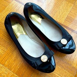 Michael Kors Black Flats with Gold Accents